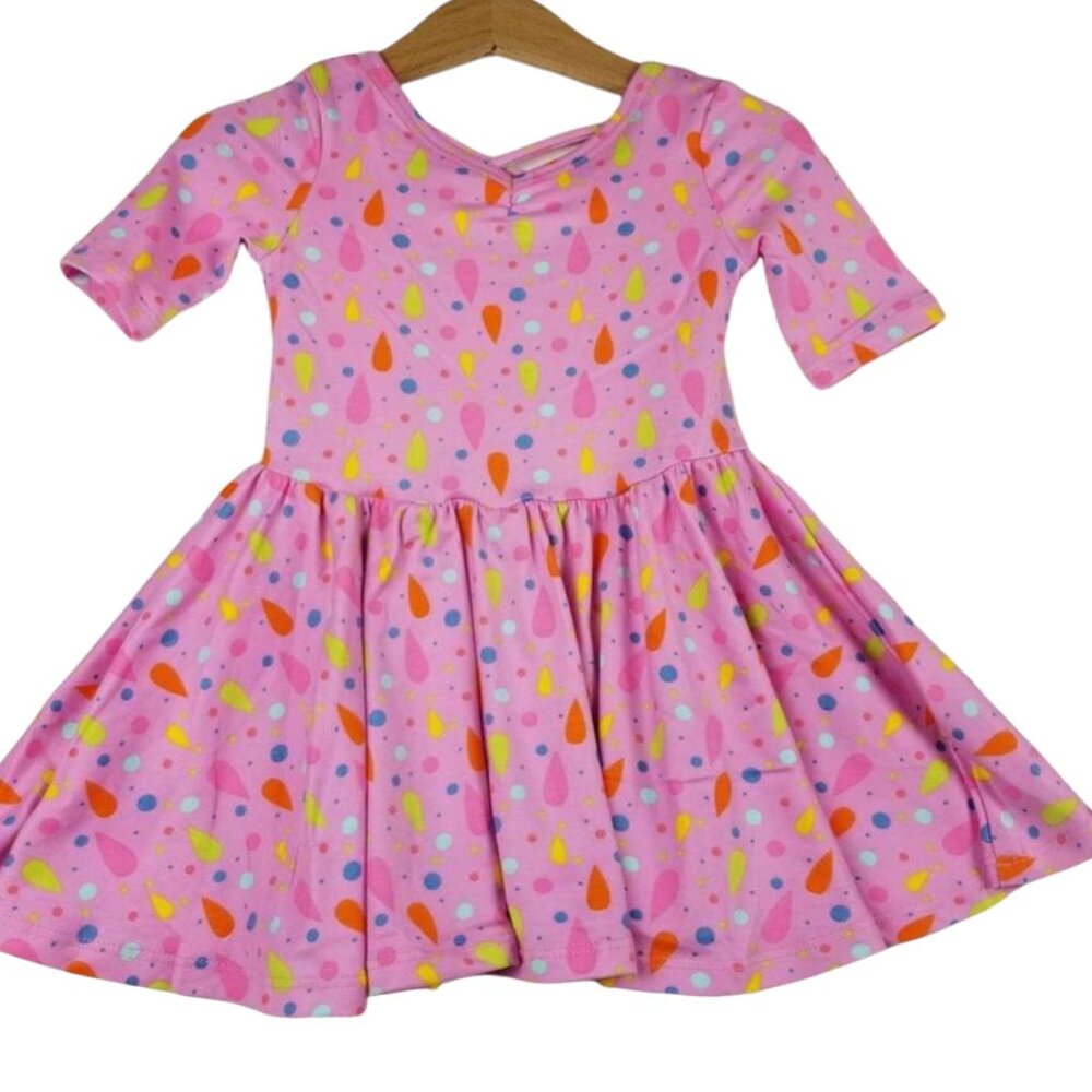 DotDotSmile 12-24 month Ballerina Dress  - Pink with colored raindrops
